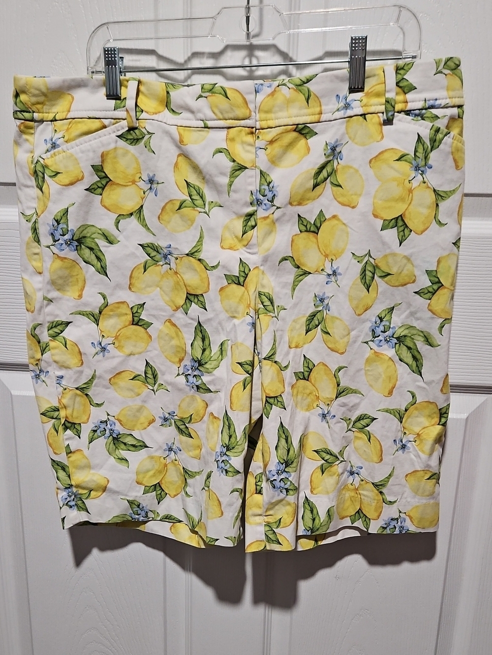 Talbots Lemon-Print Cotton Bermuda Shorts - Yellow/Green/White